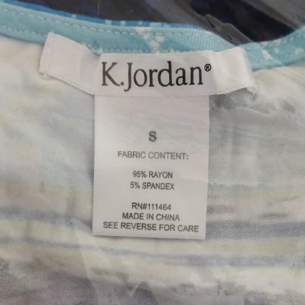 K Jordan S Blue Multi Twist Shark Bite Top - Picture 3 of 4